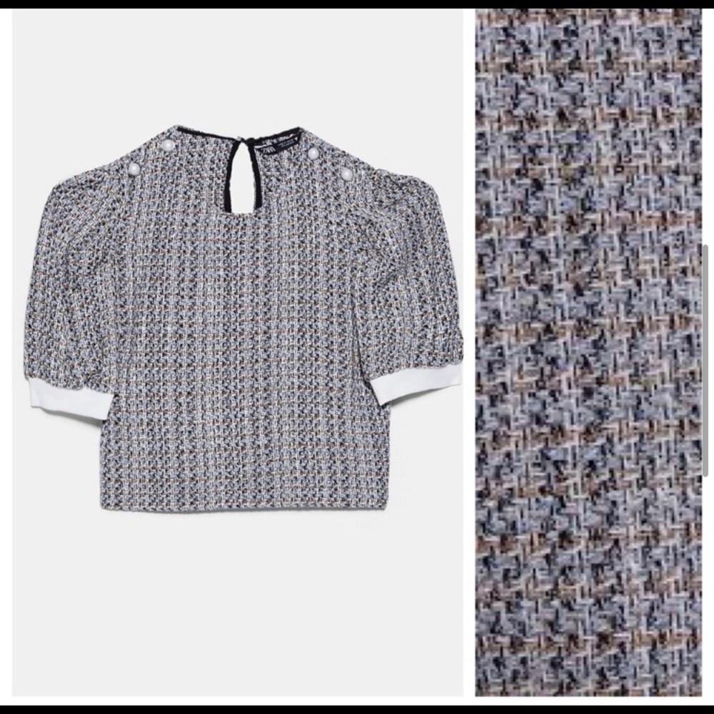 Zara Tweed Pearl Top